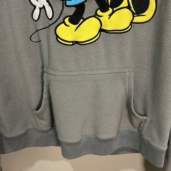 Vintage Disney Gray Hoodie Mickey Minnie Mouse Fleece Gray Disneyland World KISS - Picture 3 of 10